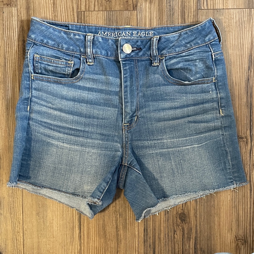 American Eagle Outfitters hi rise shortie size 10 Women's Blue Jean Shorts